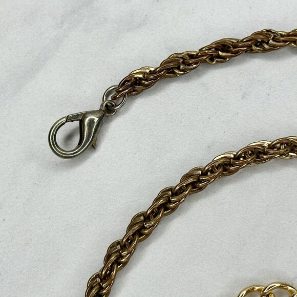 Gold Tone Chain Belt Rhinestone Charm Y2K Medium/Large (M/L) ✨ - Picture 3 of 8